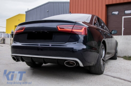 Diffuseur de type RS6 avec embouts chromés adapté au pare-chocs arrière standard de l'Audi A6 C7 4G 2011-2015 berline, break -o---o--image-6162969