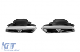 Diffuseur de type S65 avec embouts chromés adapté au pare-chocs arrière A Design sur Mercedes Classe S W222 après 2013 -oo--oo-, avec garniture chromée.-image-6132210