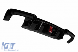 Diffuseur M Performance Design Design adapté au pare-chocs arrière M de la BMW Série 5 F10 berline 2010-2017 avec troisième feu de stop, laqué noir -oo--oo--image-6150191