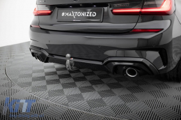Diffuseur Maxton Design adapté pour le pare-chocs arrière de la BMW 3 Series G20 berline, G21 touring avec pack M 2018-2022, laqué noir, adapté aux véhicules avec attelage-image-6236144