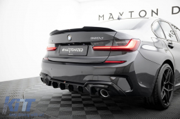 Diffuseur Maxton Design adapté pour le pare-chocs arrière de la BMW 3 Series G20 berline, G21 touring avec pack M 2018-2022, laqué noir, adapté aux véhicules avec attelage-image-6236149