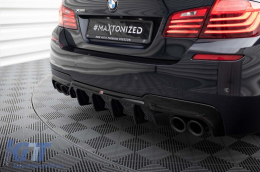 Diffuseur Maxton Design version 2 adapté au pare-chocs arrière de la BMW Série 5 F10 avec pack M 2010-2017, pour la version avec deux échappements doubles, laqué noir-image-6236178