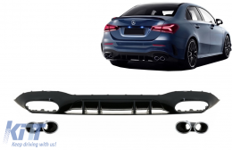 Diffuseur pare-chocs arrière pour Mercedes Classe A V177 Berline 18+ Chrome Échappement-image-6071002