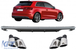 Diffuseur pour Audi A3 8V Hatchback Sportback 12-15 Embouts S3 Quad Look-image-6026406