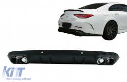 Diffuseur pour Mercedes CLS C257 18+ CLS53 Look Échappement Tips Night Package-image-6073143
