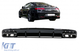 Diffuseur pour Mercedes S C217 Coupe 14-20 S63 Facelift Look Noir Silencieux Conseils-image-6073356