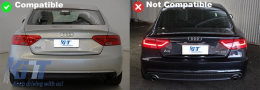 Diffuseur Standard Pare-chocs pour Audi A5 8T Sportback Facelift 12-15 S5 Look Embouts de silencieux-image-6104231