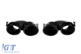 Diffuseur type CLA45 avec embouts noirs adapté pour pare-chocs arrière A Design sur Mercedes CLA C118 après 2019, laqué noir, -oo--oo--image-6237566