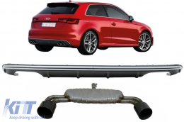 Diffusor Abgassystem Schwarz für AUDI A3 8V Schrägheck Sportback 12-15 S3 Look-image-6094187