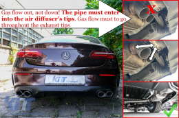 Diffusor Auspuff Tipps Gitter Schwarz für Mercedes E C238 AMG Linie 16+ E53 Look-image-6076175