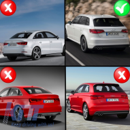 Diffusor für Audi A3 8V Fließheck Sportback 2012-2015 Auspuff Tipps RS3 Look-image-6030703