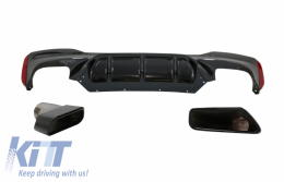 image-38-Diffusor für BMW 5 G30 G31 Limousine Touring 2017+ M5 Look Auspuff Tipps Schwarz