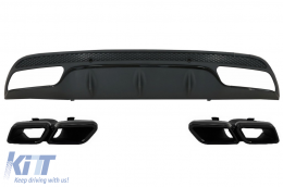 image-6-Diffusor für Mercedes C-Klasse W205 S205 14-20 Sport C63 Look Schalldämpfer Tipps Schwarz