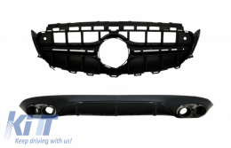image-0-Diffusor für Mercedes E C238 A238 AMG Line 2016+ schwarz Gitter ohne 360 Kamera