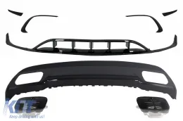 image-52-Diffusor für Mercedes W176 15-18 Sport Pack Schwarz Auspuff Splitters Fins Aero