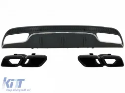 image-13-Diffusor für Mercedes W205 S205 14-20 C63 Look Auspuff Tipps Schwarz Sport Paket
