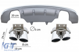Diffusore d'aria paraurti per Audi Q5 8R Facelift 13-16 Ed Standard Punte Scarico-image-6041994