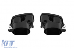 Diffusore di tipo Brabus con terminali neri adatto per paraurti posteriore A Design su Mercedes E-Class W213 berlina 2016-2022, colore carbonio, -oo--oo--image-6149043