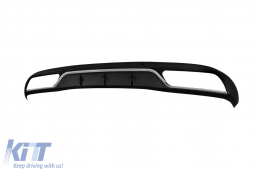 Diffusore di tipo C63 con terminali neri adatto per paraurti posteriore standard per Mercedes Classe C W205 berlina, S205 station wagon 2013-2019 -oo--oo-, con finitura cromata-image-6148629