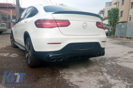 Diffusore di tipo GLC63 con terminali neri adatto per paraurti posteriore A Design su Mercedes GLC Coupe C253 2016-2022 -oo--oo-, con finitura nera-image-6156950