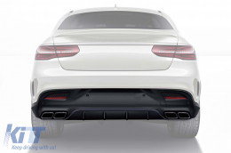 Diffusore di tipo GLE63 con terminali neri adatto per paraurti posteriore A Design su Mercedes GLE Coupe C292 2015-2019 -oo--oo-, con finitura nera-image-6264616