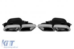 Diffusore di tipo S63 con terminali cromati per paraurti posteriore A Design adatto per Mercedes Classe S W222 2013-2017 -oo--oo-, con finitura cromata-image-6132206