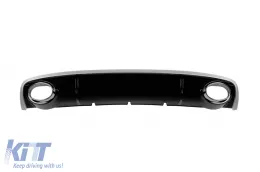 Diffusore in stile RS4 con terminali di scarico cromati adatto per Audi A4 berlina, avant 2012-2015 paraurti posteriore standard, nero lucido con linea grigia lucida-image-6164376