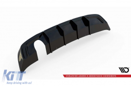 Diffusore Maxton Design adatto per paraurti posteriore dell'Audi A3 Sportback 8V 2016-2020, con scarico singolo, verniciato di nero-image-6140116