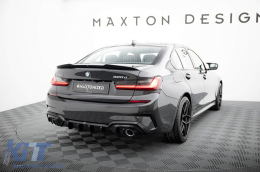 Diffusore Maxton Design adatto per paraurti posteriore di BMW 3 Series G20 sedan, G21 touring con pacchetto M 2018-2022, verniciato di nero, adatto per veicoli con gancio di traino-image-6236148
