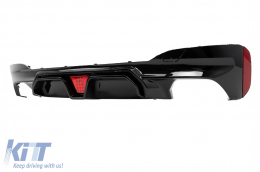 Diffusore Paraurti con LED per BMW Serie 5 G30 G31 17-2024 M5 Design Nero Lucido-image-6127111