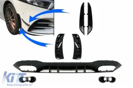 image-70-Diffusore per Mercedes A V177 Sedan 18-22 Cromo Scarico Davanti Lato Sfiati Pinne Flaps