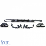Diffusore posteriore con terminali di scarico neri, adatto per Mercedes E-Class W213 senza A Design Line-image-6198149