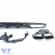 Diffusore posteriore con terminali di scarico neri, adatto per Mercedes E-Class W213 senza A Design Line-image-6198153