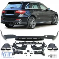 image-10-Diffusore posteriore sportivo con terminali di scarico cromati adatto per Mercedes GLC X253 SUV 15-19