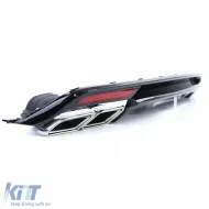 Diffusore posteriore sportivo nero lucido con terminali di scarico adatto per Mercedes S-Class W222 13-17-image-6198159