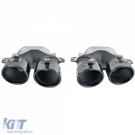 Diffusore posteriore sportivo + terminali di scarico rotondi neri adatti per Mercedes GLC X253 19-22 facelift-image-6208517