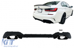 Diffusore Scarico Punte per BMW 3 G20 G28 Berlina G21 Touring 19+ M340i M Look Nero-image-6078287