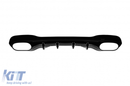 Diffusore tipo CLA45 con terminali neri adatto per paraurti posteriore A Design su Mercedes CLA C118 dopo il 2019, laccato nero, -oo--oo--image-6237558