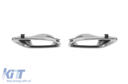 Diffusore tipo E300 con terminali cromati adatto per paraurti posteriore standard della Mercedes E-Class W212, S212 2014-2016, -oo--oo-, con finitura cromata-image-6150616