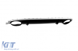 Difusor estilo RS4 con salidas de escape cromadas adecuado para Audi A4 sedán, avant 2012-2015 parachoques trasero estándar, negro brillante con línea gris brillante-image-6164375