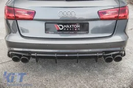 Difusor Maxton Design adecuado para el parachoques trasero S6, S-Line en Audi A6 C7 sedán, Avant 2014-2017, lacado en negro-image-6140472