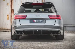 Difusor Maxton Design adecuado para el parachoques trasero S6, S-Line en Audi A6 C7 sedán, Avant 2014-2017, lacado en negro-image-6140474
