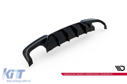 Difusor Maxton Design versión 2 adecuado para el parachoques trasero del BMW Serie 5 F10 con paquete M 2010-2017, para la versión con dos escapes dobles, lacado en negro-image-6236175