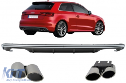 Difusor para Audi A3 8V Hatchback Sportback 12-15 Escape S3 Quad Look-image-6024253