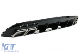 Difusor para Mercedes S C217 14-17 S63 GTR Look Cromo Silenciador Consejos Reja Negro-image-6069716