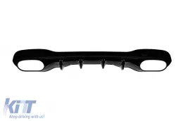Difusor tipo CLA45 con puntas negras adecuado para parachoques trasero A Design en Mercedes CLA C118 después de 2019, lacado en negro, -oo--oo--image-6237558
