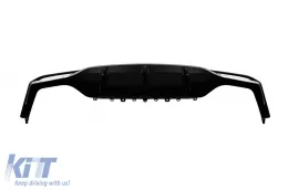 Difusor tipo E53 con puntas negras adecuado para el parachoques trasero A Design del Mercedes E-Class W213 sedán 2016-2022, lacado en negro con detalles en cromo, -oo--oo--image-6149063