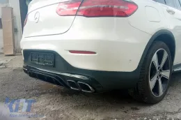 Difusor tipo GLC63 con puntas negras adecuado para parachoques trasero A Design en Mercedes GLC Coupe C253 2016-2022 -oo--oo-, con moldura negra-image-6156952