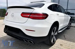 Difusor tipo GLC63 con puntas negras adecuado para parachoques trasero A Design en Mercedes GLC Coupe C253 2016-2022 -oo--oo-, con moldura negra-image-6156958