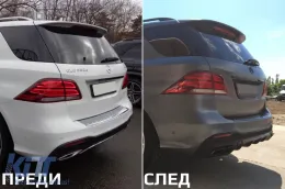 Difusor tipo GLE63 con puntas cromadas adecuado para parachoques trasero A Design Mercedes GLE W166 2015-2019 -oo--oo-, con moldura cromada-image-6264605